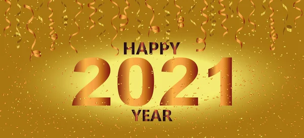 Golden Happy 2021 New Year Holiday Vector Illustration Golden Confetti — Stock Vector