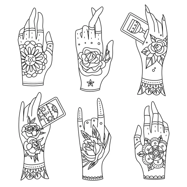 Old school tattoo handen — Stockvector