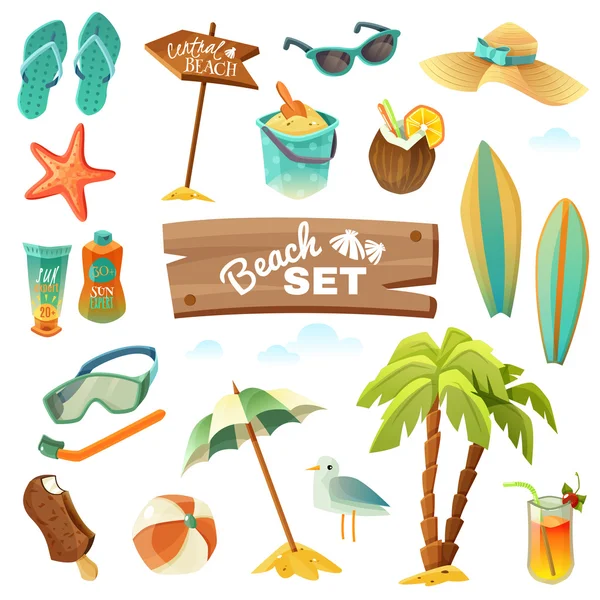 Beach ikon készlet — Stock Vector