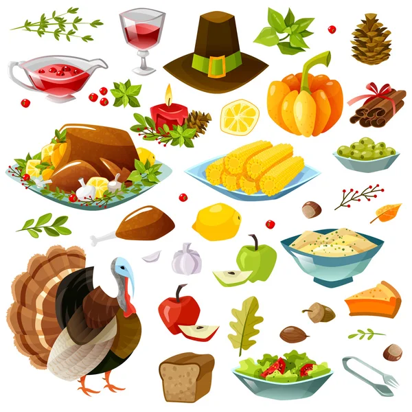 Happy thanksgiving set — Stock Vector