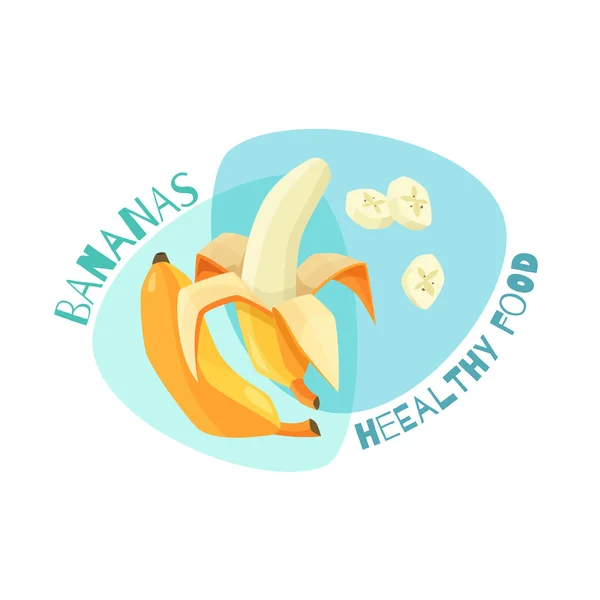 Banane emblema di frutta — Vettoriale Stock