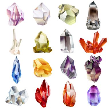 Crystals and stones Isolated Vector Set clipart
