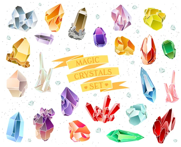 Crystals and stones Isolated Vector Set — Stock Vector