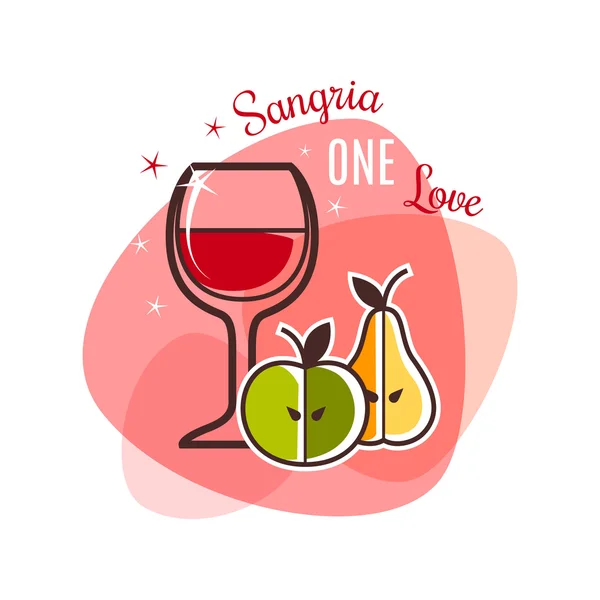 Emblem aus Sangria und Früchten — Stockvektor