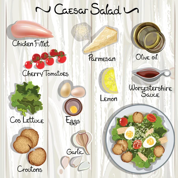 Cäsar-Salat — Stockvektor