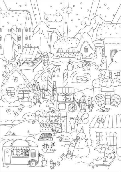 Vintern stad Stockillustration