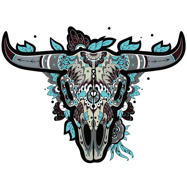 Buffalo cráneo fresco — Vector de stock