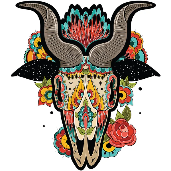 Colorful Goat Skull — Stock Vector