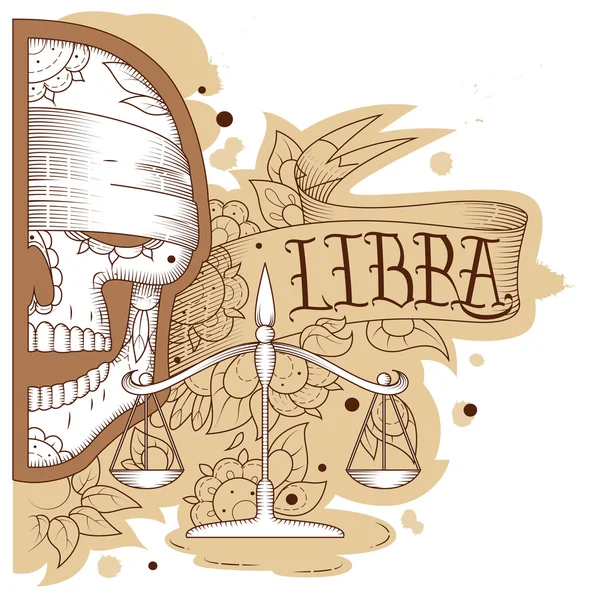 Engraving libra — Stock Vector