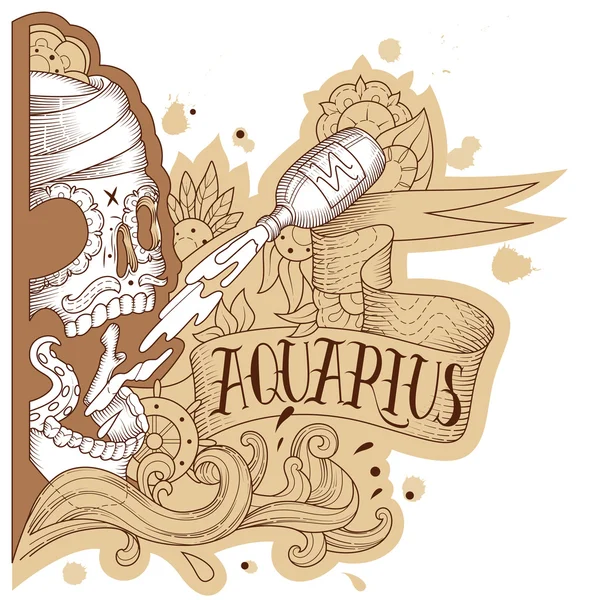 Aquarius graveur — Image vectorielle