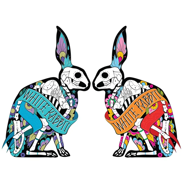 Цветные кролики — стоковый вектор