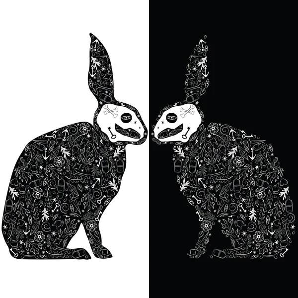 Black rabbits — Stock Vector