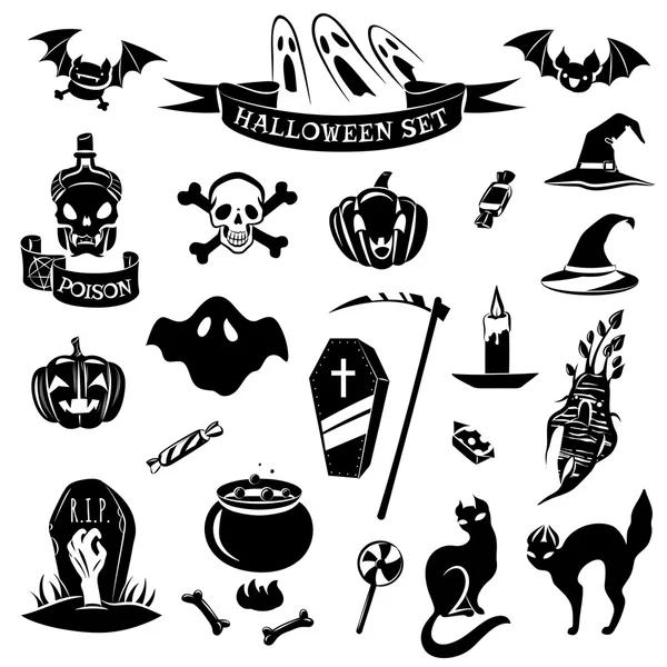 Halloween czarny zestaw — Wektor stockowy