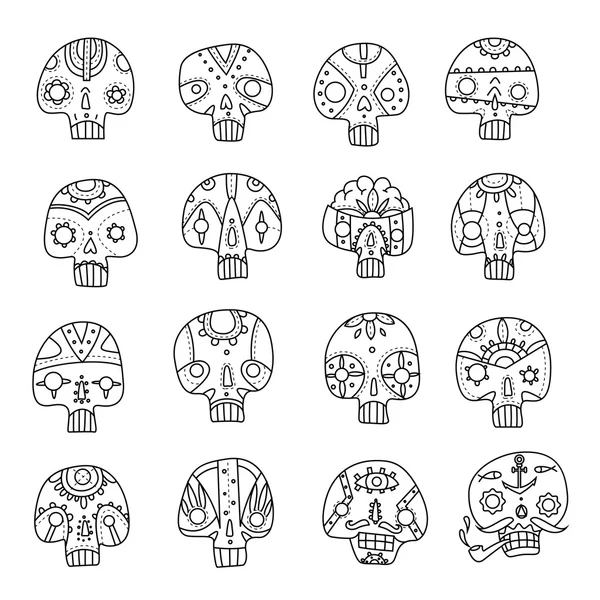 Skulls outlines set — Stock Vector