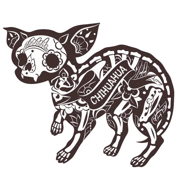 Vector Floral Chihuahua — Stockvector