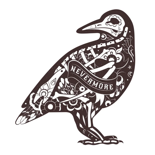 Vektör çiçek karga