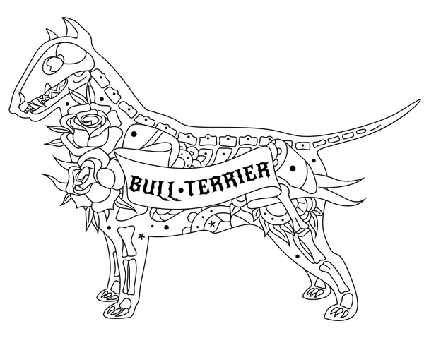 Outline Bull Terrier — Stock Vector