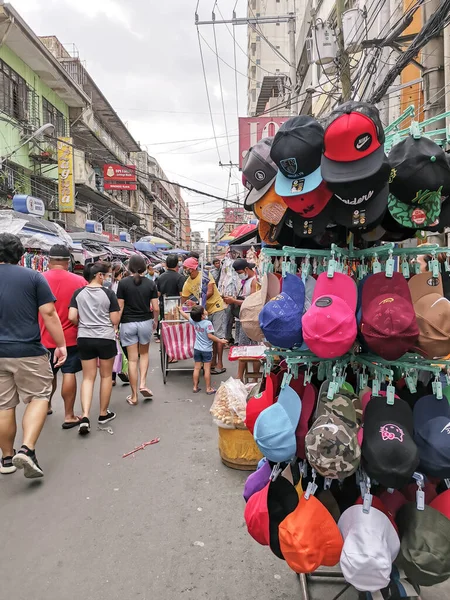 Divisoria Manila Philippines Oct 2020 Caps Sale Street Market While — Stock Photo, Image