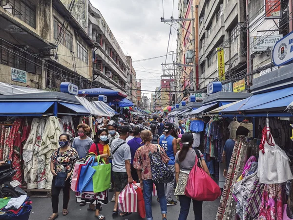 Divisoria Manila Filipinas Out 2020 Uma Cena Movimentada Longo Rua — Fotografia de Stock