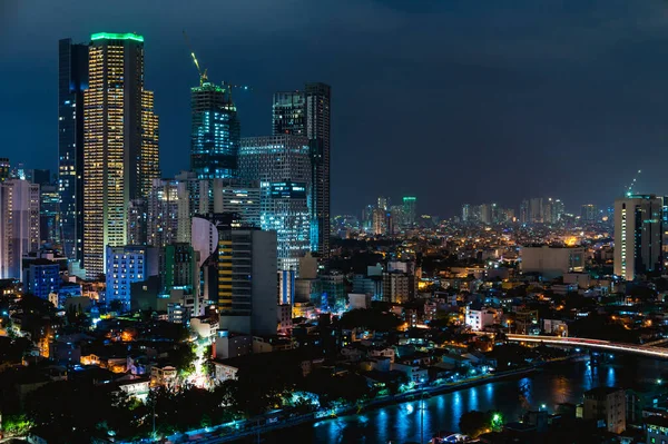 Makati Metro Manila Filipinas Nov 2020 Vista Nocturna Del Horizonte — Foto de Stock