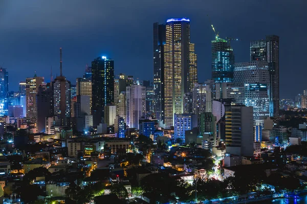 Makati Metro Manila Filipinas Nov 2020 Vista Nocturna Del Horizonte — Foto de Stock