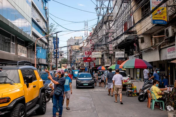 Quiapo Manila Philippines Nov 2020 Busy Commercial Area Shops Sidewalk — Stock Photo, Image