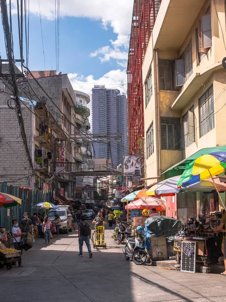 Кьяпо Манила Филиппины Нов 2020 Оживленная Сцена Заполненная Уличными Торговцами — стоковое фото