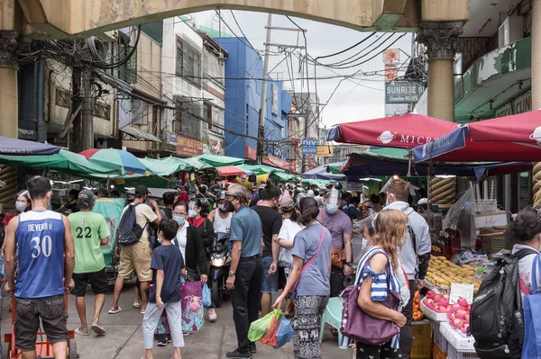 Quiapo Manila Philippines Bustling Busy Scene Villalobos Street Filled Weekend — Stock Photo, Image