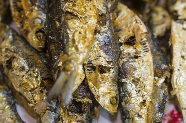 Closeup Deep Fried Sardines Locally Known Salinyasi Popular Food Item — Stock Photo, Image