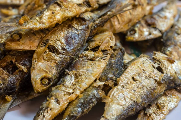 Closeup Deep Fried Sardines Locally Known Salinyasi Popular Food Item — Stock Photo, Image