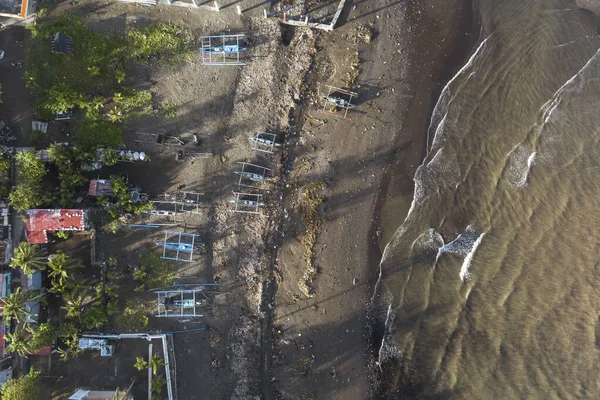 Ovanifrån Kusten Naic Cavite Filippinerna Förorenad Strandpromenad Synligt Nedskräpad Med — Stockfoto