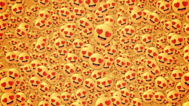 Birçok aşk emojisinin geçmişi. Sosyal medya ve iletişim konsepti duvar kağıdı.