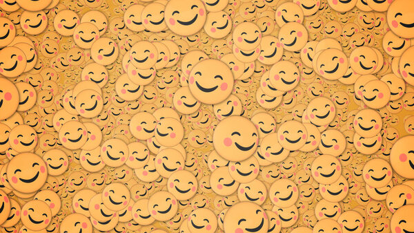 Background of happy multiple emojis. Social media, and communications concept backdrop. Positive mood.