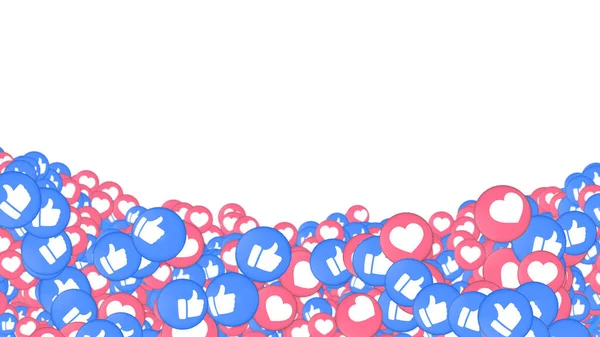 Achtergrond Van Veel Liefde Zoals Reactie Emoji Aan Onderkant Sociale — Stockfoto