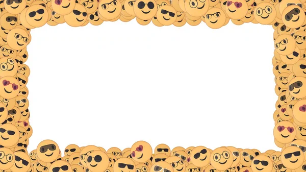 Niedliche Emojis Mit Verschiedenen Brillen Und Sonnenschirmdesigns Grenzdesign Konzept Für — Stockfoto