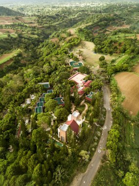 Aerial of Caleruega Church and the countryside of Nasugbu, Batangas. Near Tagaytay proper.