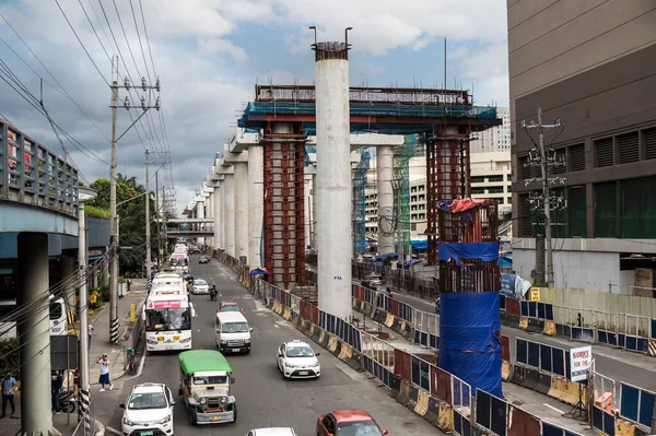 Quezon City Metro Manila Filippine Gennaio 2021 Mrt Costruzione Lungo — Foto Stock