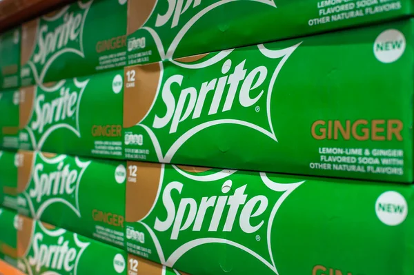 Manila Filipinas Julio 2020 Cajas Sprite Ginger Soda Importada Lata — Foto de Stock