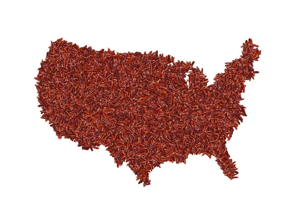 Carte Des États Unis Réalisée Avec Des Grains Riz Rouge — Photo