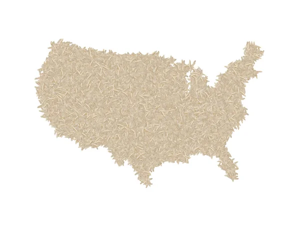 Carte Des États Unis Réalisée Avec Des Grains Riz Blanc — Photo