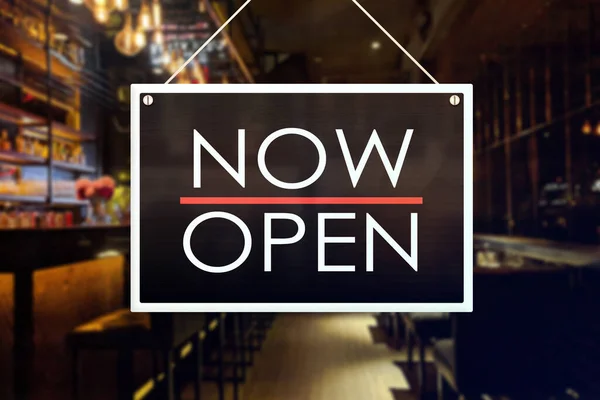 Now Open Sign Bar Pub Taberna Nuevo Establecimiento Empresarial —  Fotos de Stock
