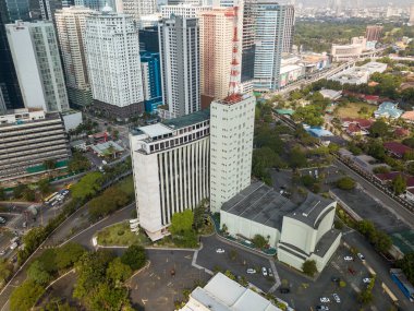 Ortigas, Metro Manila, Philippines - Aerial of Meralco building and Theater. Meralco is an electric power distribution company in the Philippines.. clipart