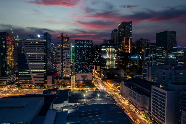 Bonifacio Global City Taguig Metro Manila Filipinas Horizonte Noche Bgc — Foto de Stock