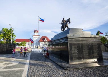 Kawit, Cavite, Philippines - June 2017: Aguinaldo Shrine and the statue of Emilio Aguinaldo.
