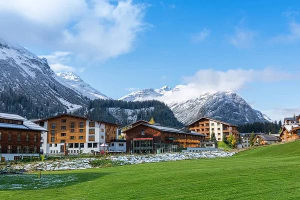 Leh Arlberg Vorarberg Ausztria Október 2020 Szcenírozott Kilátás Egy Hegyi — Stock Fotó