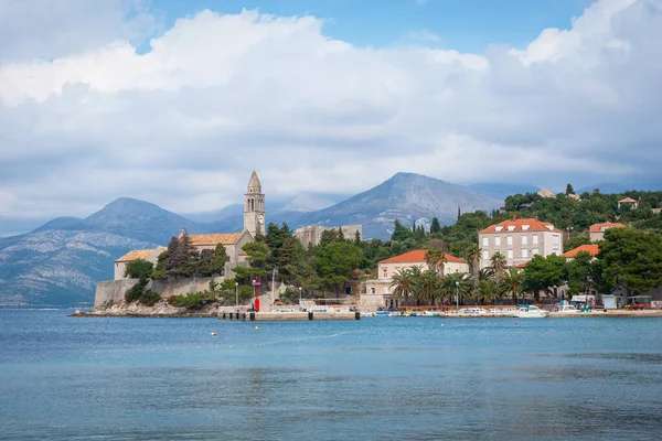 Vista Panorámica Isla Lopud Sobre Fondo Montañas Croacia — Foto de Stock