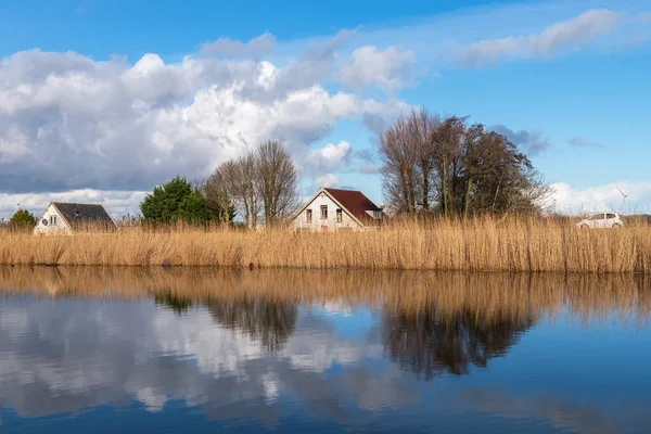 Picturesque Dutch Countryside Landscape Reflected Water — Stock Photo, Image