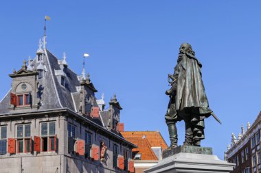 Monument of Jan Pieterszoon Coen in the center of Hoorn on Rode Steen square, The Netherlands clipart