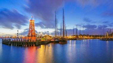 Enkhuizen, Hollanda liman güzel gün batımı