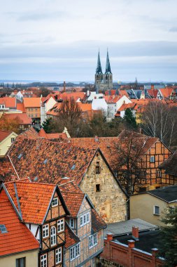 Quedlinburg Almanya Castle kentinin görünümü